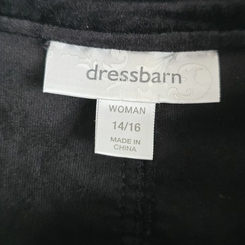 FINAL Dress Barn Black Velveteen Ruffle Jacket Size 14/16
